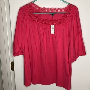 Talbots Pink XL Womens Shirt Sleeve Blouse